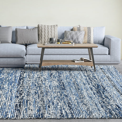 Denim Handwoven Stripe Rug for Living Room Decor