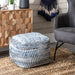 Denim Pouf Ottoman for Living Room and Bedroom Seating