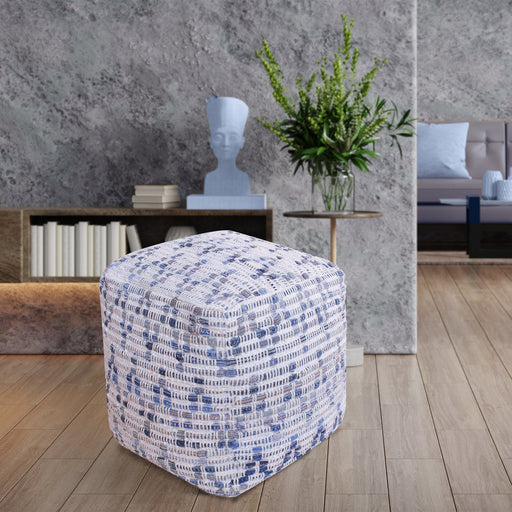 Denim Wool Pouf for Indoor and Outdoor Use