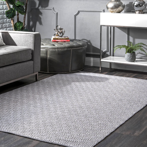 Diamond Cotton Check Flatwoven Rug 150x90 cm Grey