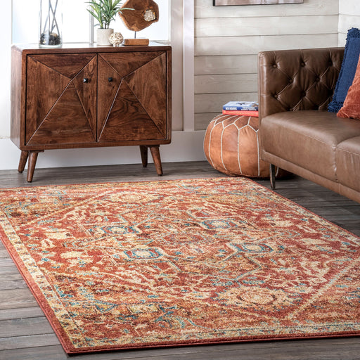 Diamond Medallion Area Rug in Rust 140cm