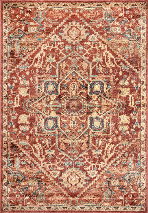 Diamond Medallion Area Rug in Rust 140cm