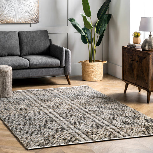 Diamond Pattern Area Rug Dark Grey 160x230 cm