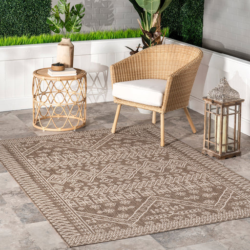 Diamond Pattern Indoor Outdoor Area Rug 152x244 cm Taupe