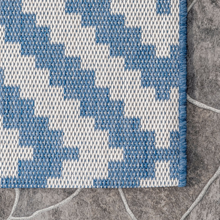 Diamond Pattern Indoor Outdoor Area Rug 160x230 cm Blue