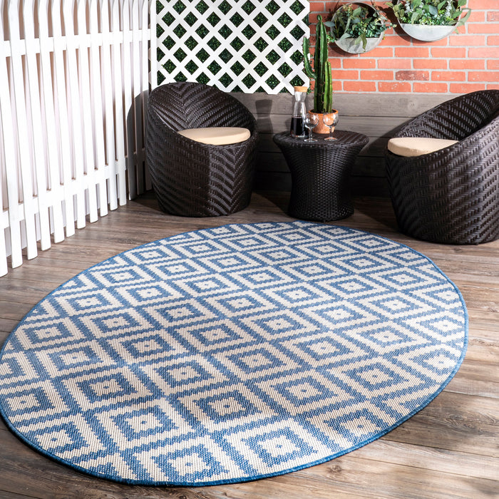 Diamond Pattern Indoor Outdoor Area Rug 160x230 cm Blue