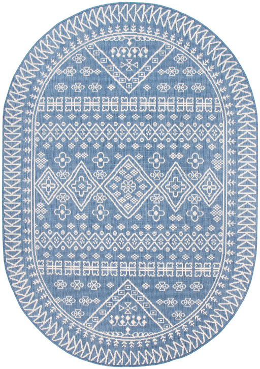 Diamond Pattern Indoor Outdoor Area Rug in Blue