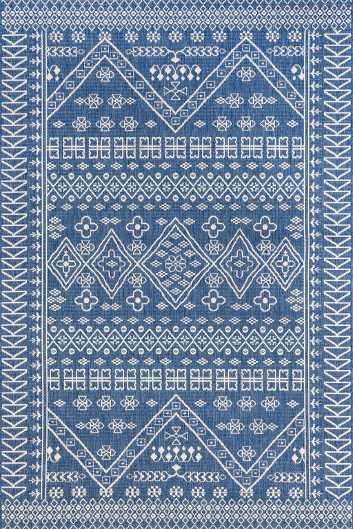 Diamond Pattern Indoor Outdoor Rug 150cm Blue