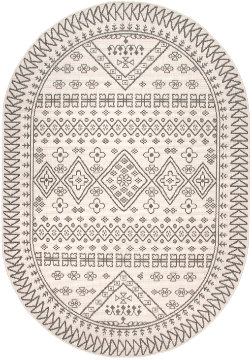 Diamond Pattern Indoor Outdoor Rug 152Cm X 244Cm Ivory