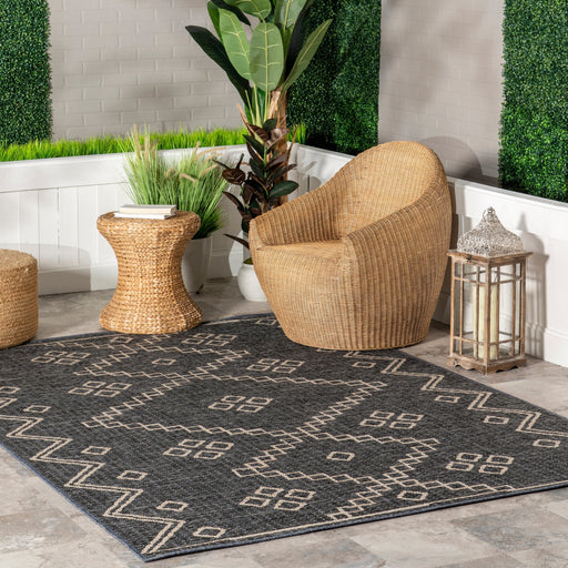 Diamond Pattern Indoor Outdoor Rug Charcoal 160x230 cm