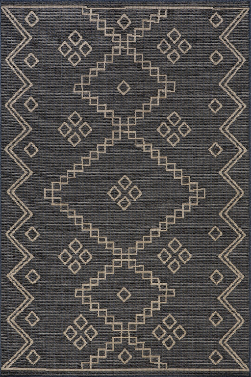 Diamond Pattern Indoor Outdoor Rug Charcoal 160x230 cm