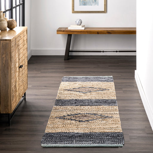 Diamond Pattern Leather Area Rug 160x230 cm Grey