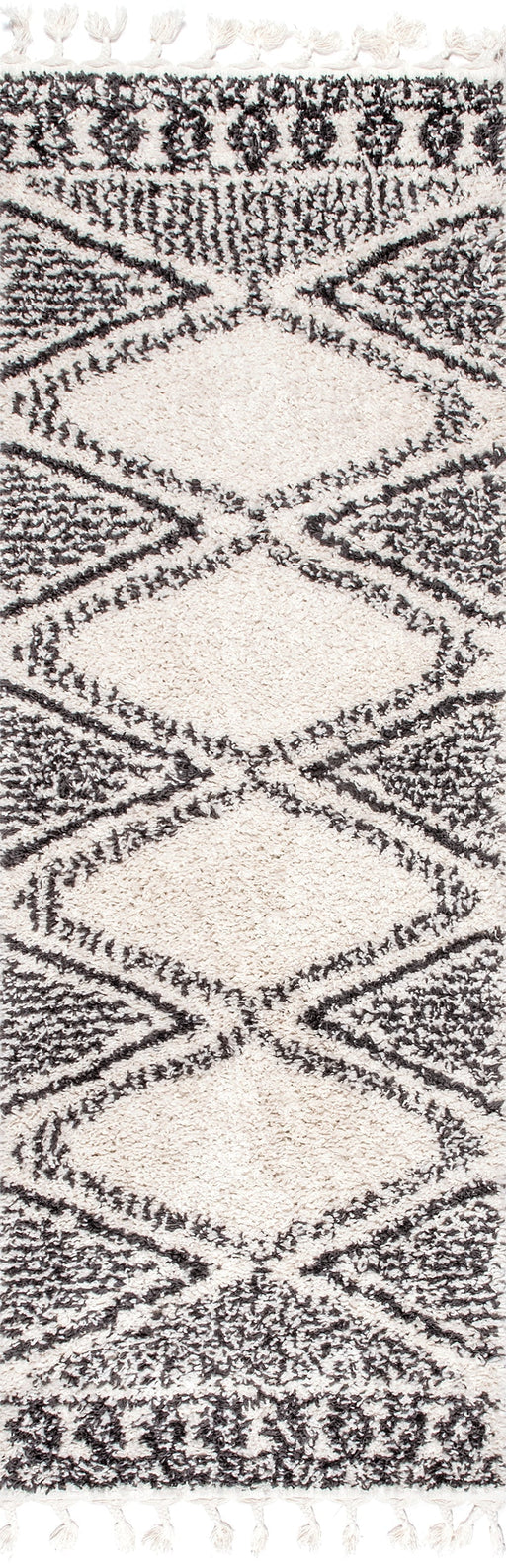 Diamond Pattern Tassel Area Rug 160x230 cm Off White