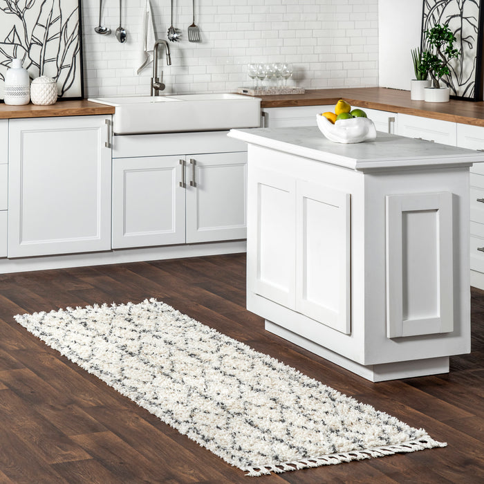 Diamond Pattern Tassel Area Rug 60x90 cm Beige