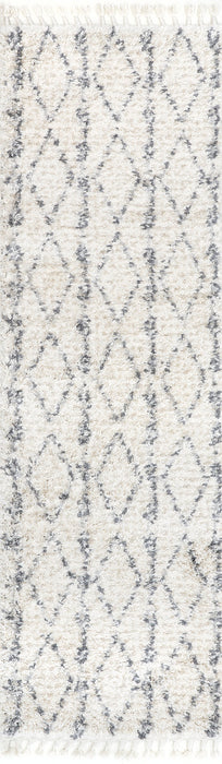 Diamond Pattern Tassel Area Rug 60x90 cm Beige