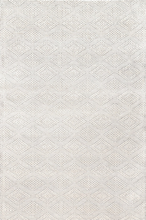 Diamond Pattern Wool Area Rug in Ivory 152 x 244 cm