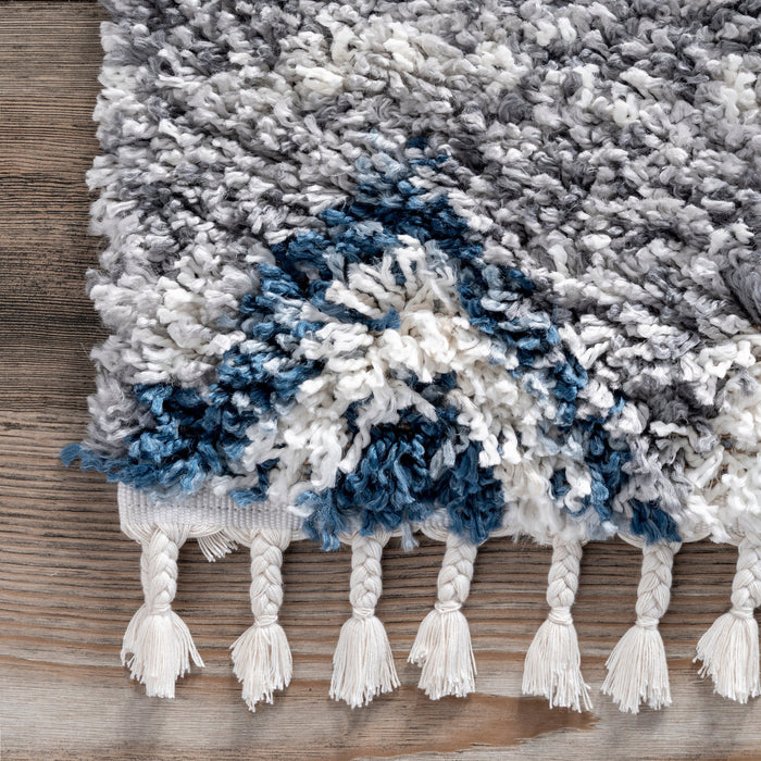 Diamond Shag Area Rug With Tassels in Grey 120x180 cm