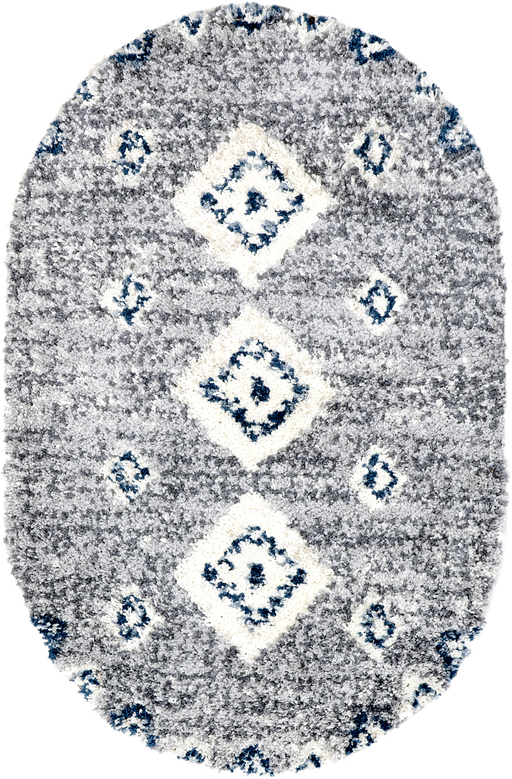 Diamond Shag Area Rug With Tassels in Grey 120x180 cm