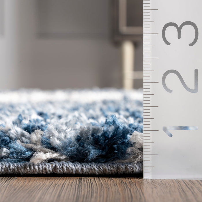 Diamond Shag Area Rug with Tassels in Blue 160x230 cm