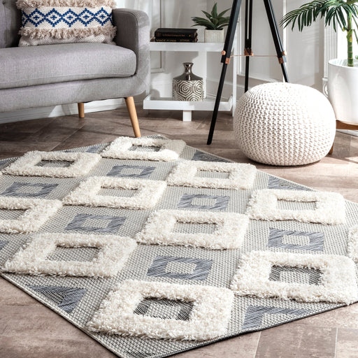 Diamond Trellis Area Rug Off White 120x180 cm