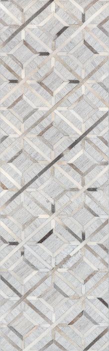 Diamond Trellis Cowhide Area Rug 140x200 cm Grey