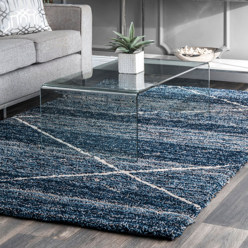 Diamond Trellis Shag Area Rug 120x180 cm Blue