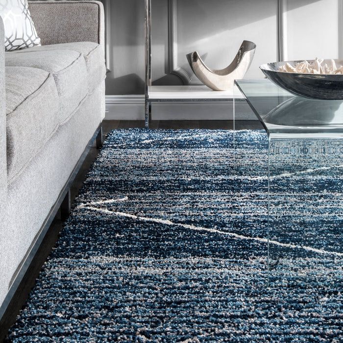 Diamond Trellis Shag Area Rug 120x180 cm Blue