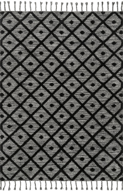 Diamond Trellis Tassel Area Rug Dark Grey 120x180 cm