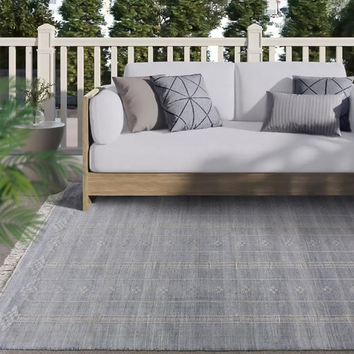 Distressed Blue Indoor Outdoor Poolside Rug