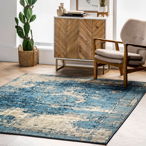 Distressed Blue Medallion Area Rug 160x230 cm