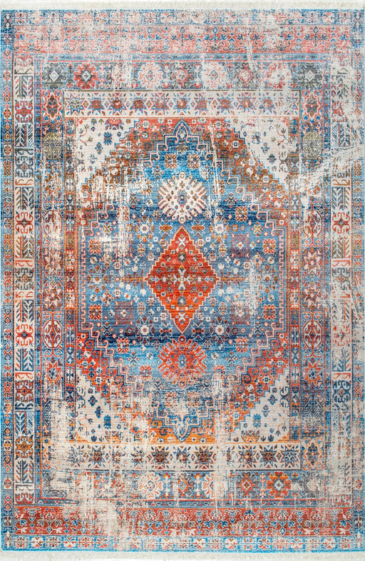 Distressed Blue Medallion Area Rug 160x230 cm