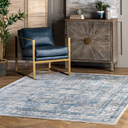 Distressed Blue Turkish Medallion Area Rug 160x230 cm