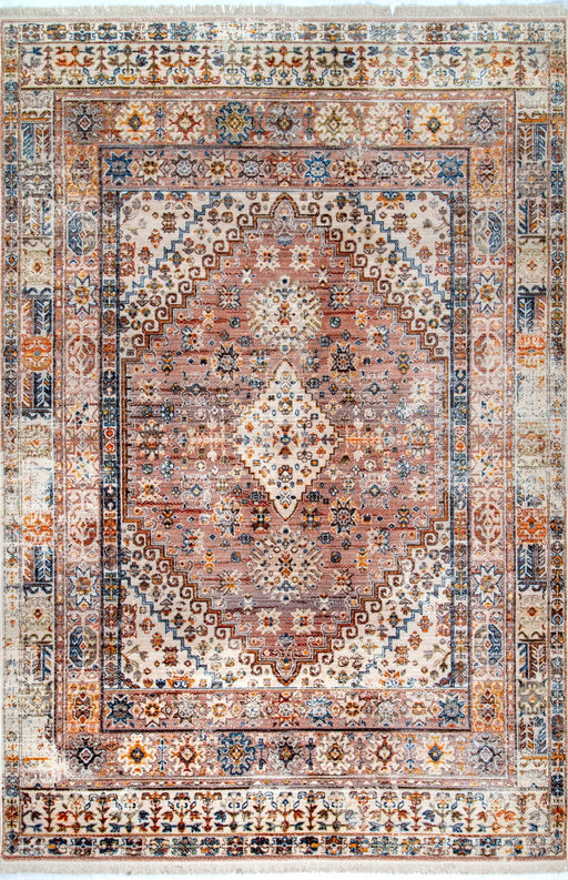 Distressed Khaki Medallion Area Rug 120x180 cm