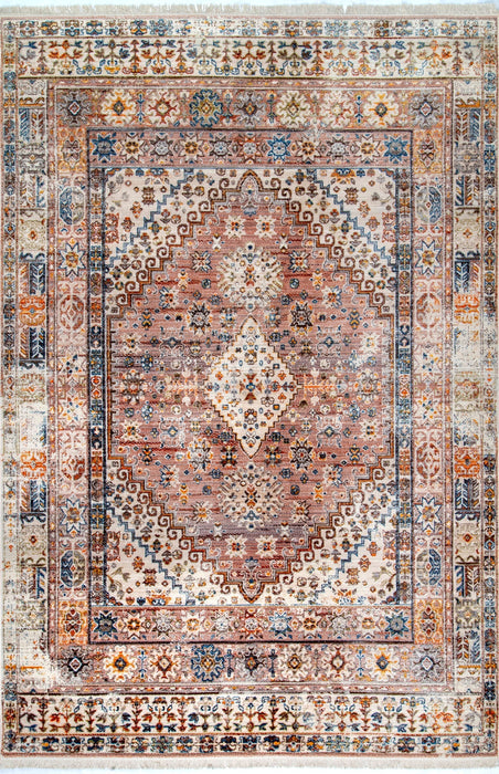 Distressed Medallion Area -matto khaki 60x90 cm