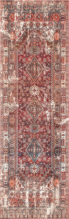 Tappeto a medaglione invecchiato color ruggine, 160x230 cm