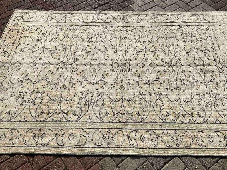 Distressed Oushak Rug 265cm x 170cm Faded Vintage Design