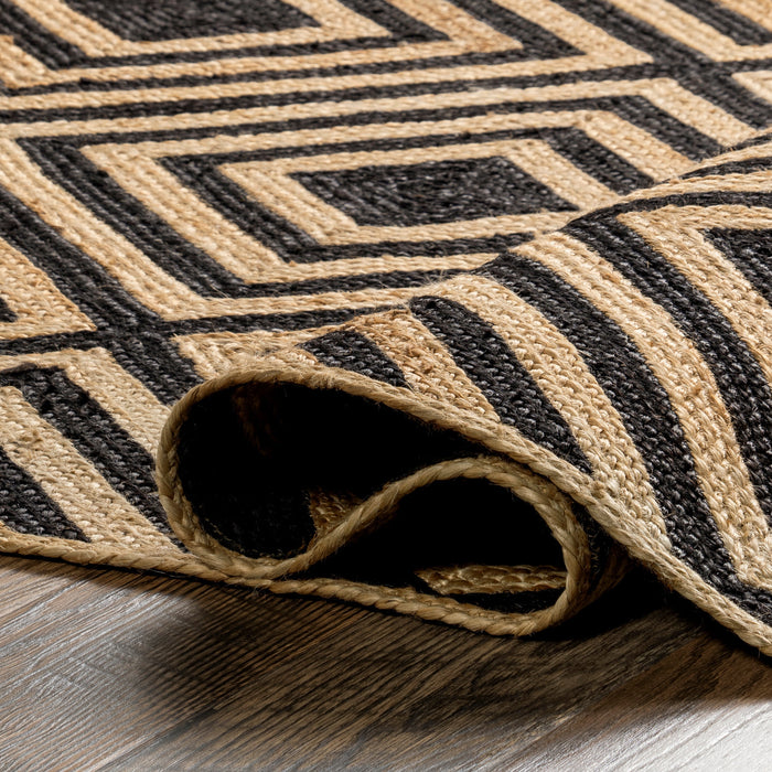 Dogwood Jute Rug 152 Cm Black Tiled Design