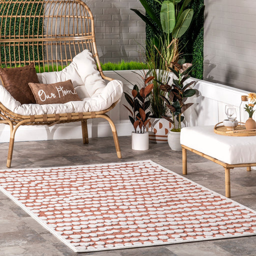 Dotted Rug for Indoor Outdoor Use in Brick Color