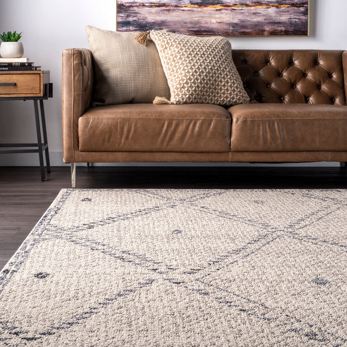 Dotted Trellis Area Rug 120cm Ivory