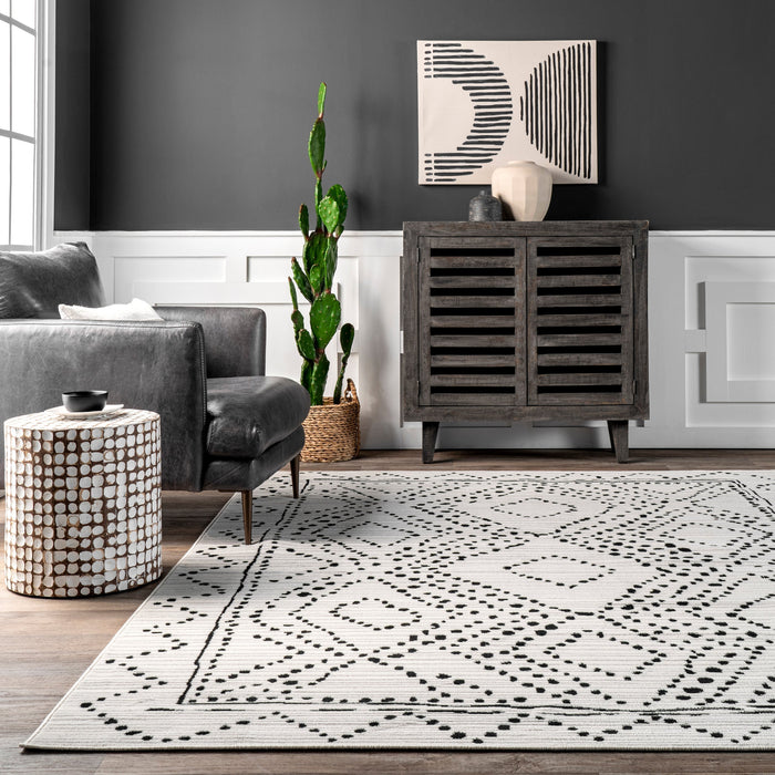 Dotted Trellis Area Rug 120x180 cm Black