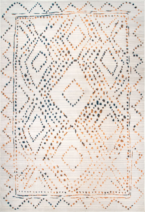 Dotted Trellis Area Rug in Beige for Modern Spaces