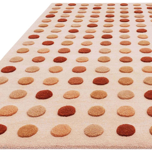 Dotty Modern Geometric Polka Dot Hand-Carved Hi-Low 3D Dome Textured Wool&Viscose Earthy Natural Rug