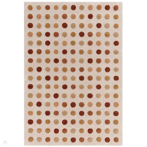 Dotty Modern Geometric Polka Dot Hand-Carved Hi-Low 3D Dome Textured Wool&Viscose Earthy Natural Rug