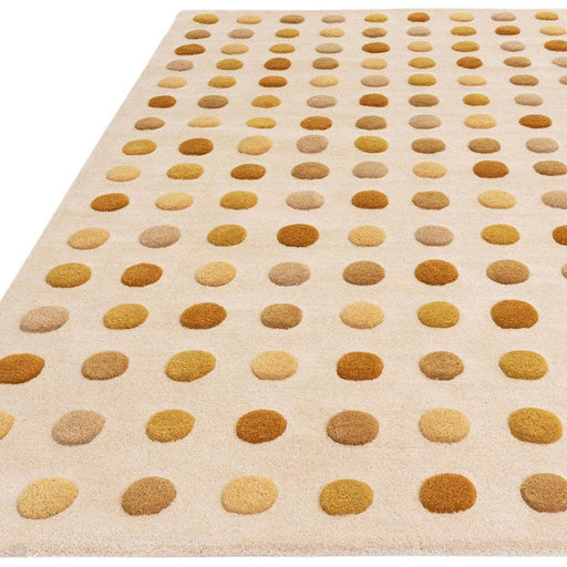 Dotty Modern Geometric Polka Dot Hand-Carved Hi-Low 3D Dome Textured Wool&Viscose Gold Rug