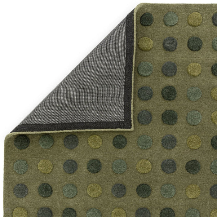 Dotty Modern Geometric Polka Dot Hand-Carved Hi-Low 3D Dome Textured Wool&Viscose Green Rug