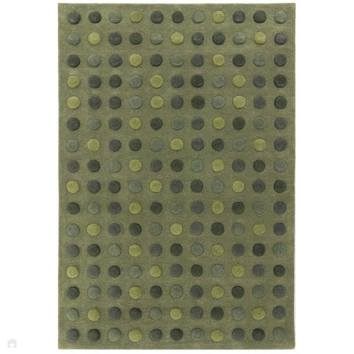 Dotty Modern Geometric Polka Dot Hand-Carved Hi-Low 3D Dome Textured Wool&Viscose Green Rug