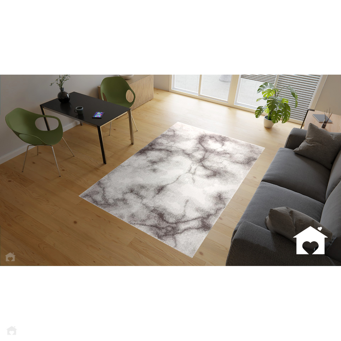 Dream DM03 Modern Plain Marbled Abstract Soft-Touch High-Density Ivory/Cream/Grey/Black Rug