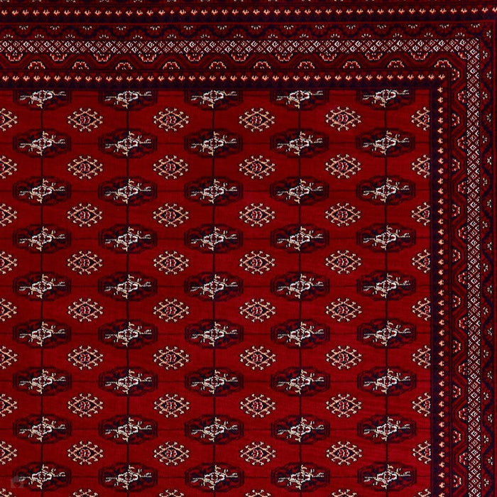 Dubai 62096 Traditional Super-Soft Patterned Border Red Rug