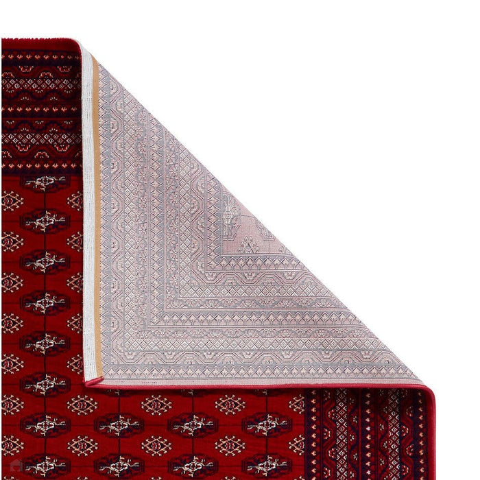 Dubai 62096 Traditional Super-Soft Patterned Border Red Rug