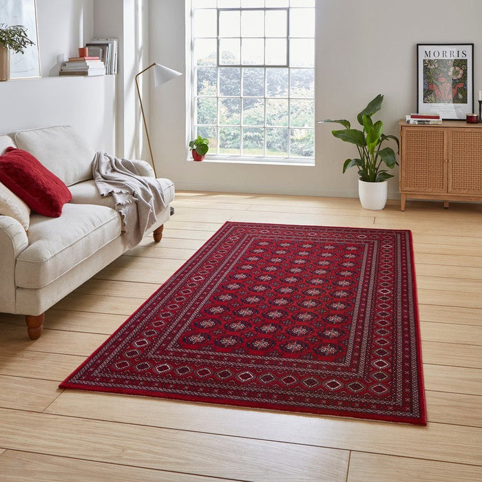 Dubai 62098 Traditional Super-Soft Patterned Red Rug